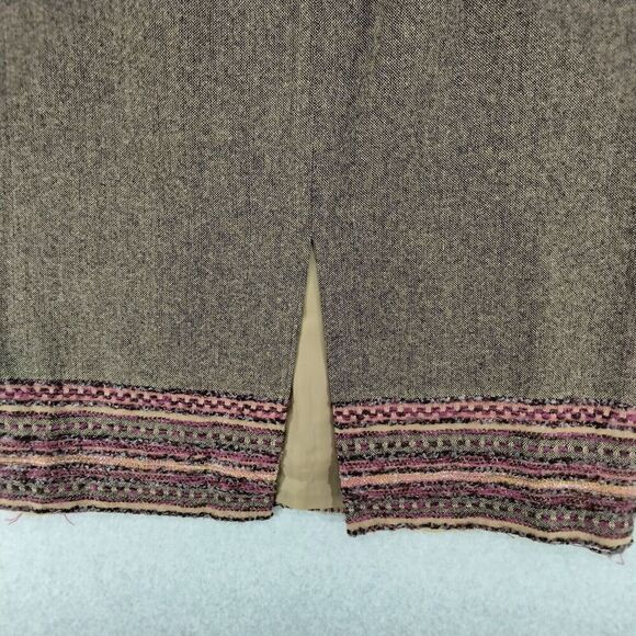 VTG Sag Harbor Skirt Womens Size 14 Brown Wool Blend Fringe Tweed Embroidered - Picture 9 of 10